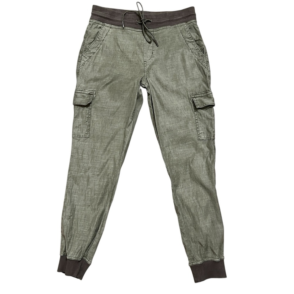 Anthro Level 99 Olive Green Linen Blend Cargo Jogger Pants Elastic Waist XS
